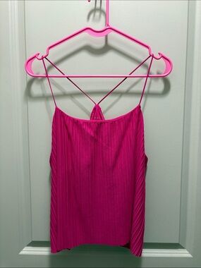 a new day Hot Pink Ribbed Crop Tank